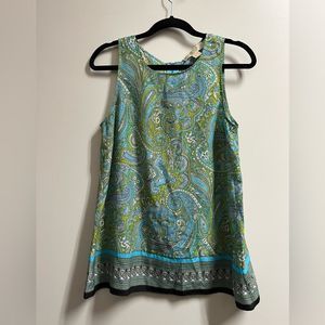 Michael Michael Kors Blue Green Paisley Tank Top Size Small